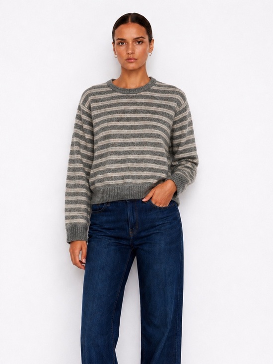 Black Brown 1826 Sweaters - #156 🌷Black Brown 1826 grey striped lambs wool crew neck sweater